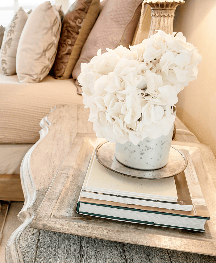 An end table in a staged room